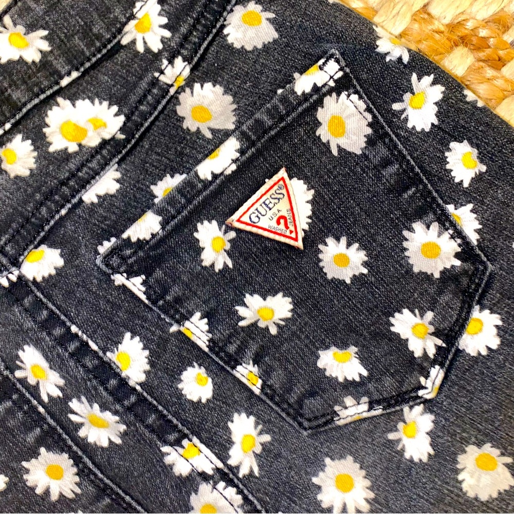 VTG GUESS Denim Daisy 1981 Power Skinny Vintage Black Stretchy Jeans Size 25 2